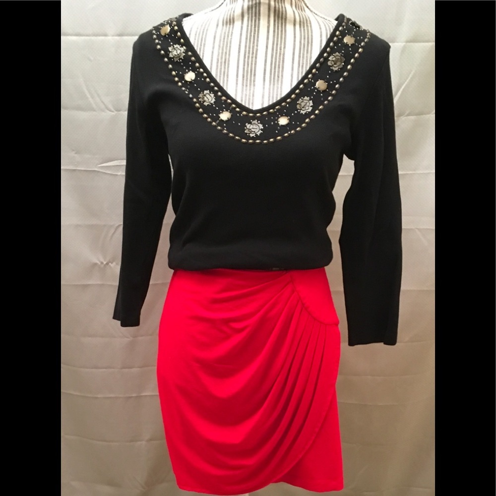 Cache Pleated Mini Red Ruched Skirt size XSP - Picture 8 of 10
